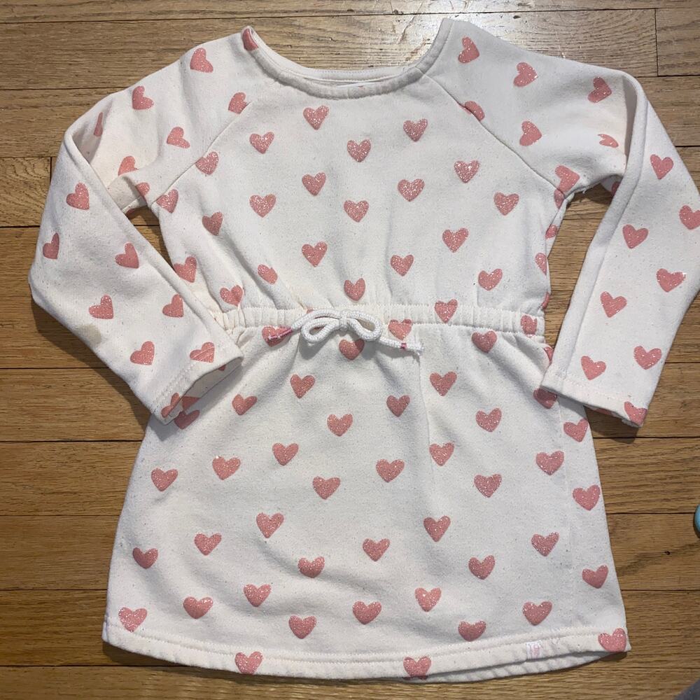 Sovereign Code Toddler Girl Glitter Heart Sweatshirt Dress (Size 5)
